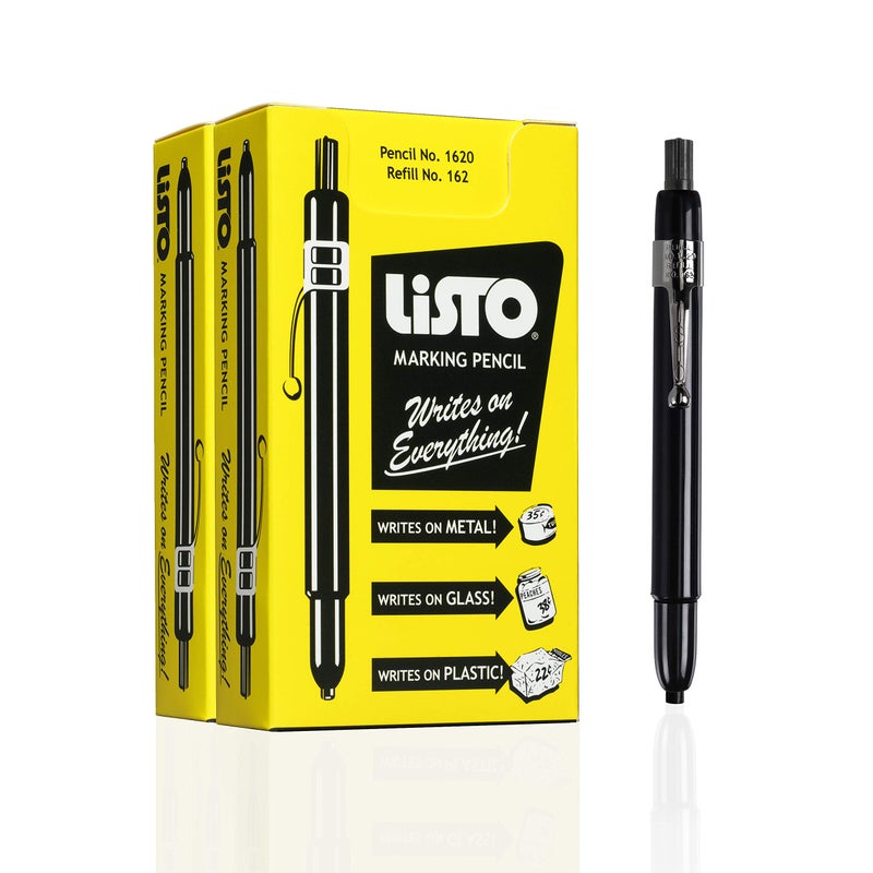 Listo 1620 - Box of 12 - BLACK COLOR - China Markers/Grease Pencils/China Marking Wax Pencils - Made in USA (24) - Image 1
